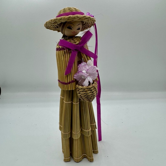 3/$20💕 KOREA straw doll angel folk art girl vintage toy ornament travel - Picture 2 of 5
